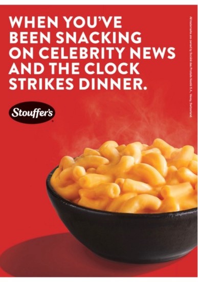 Реклама Stouffer’s «When you’ve been snacking on celebrity news…»